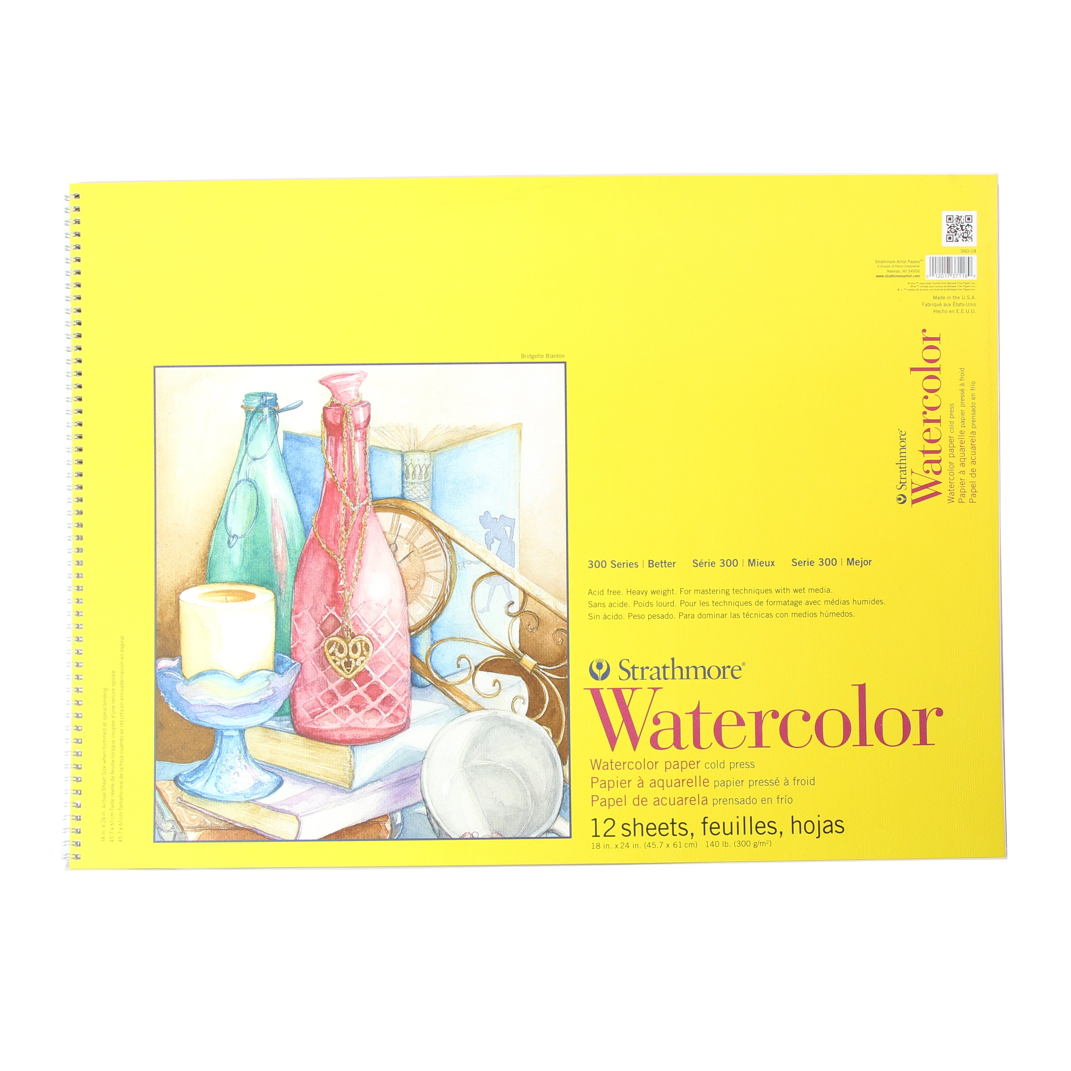 Strathmore Watercolor Paper Pad, 300 Series, Spiral Bound, 12 Sheets