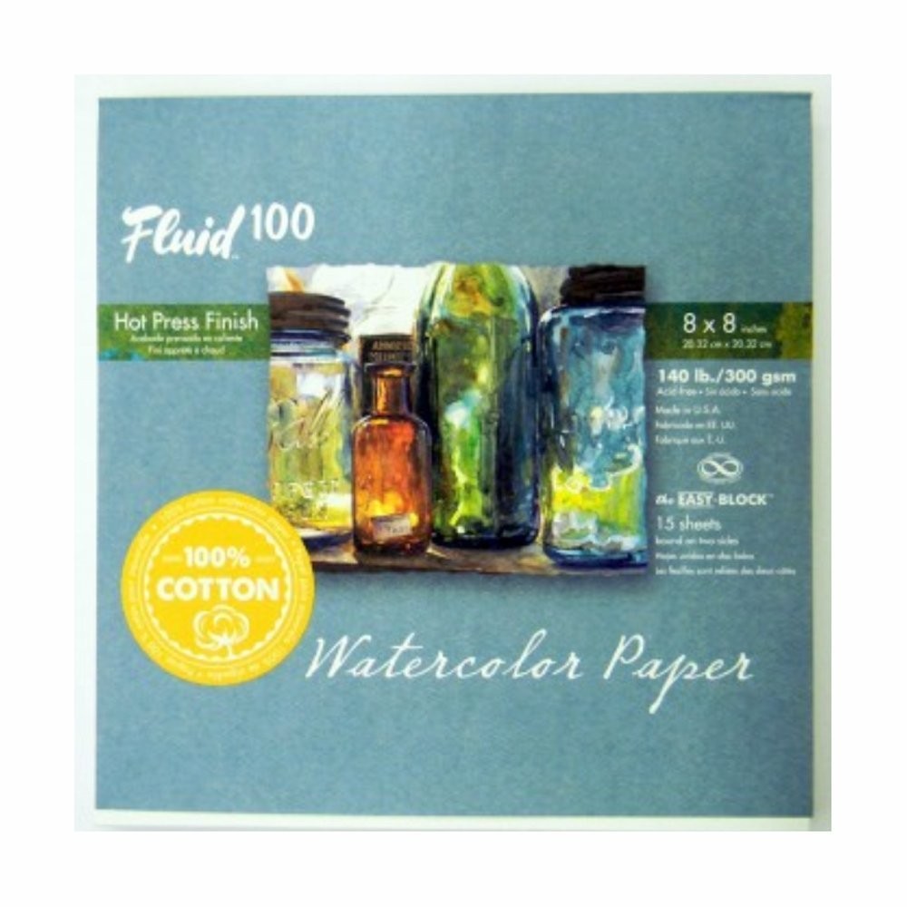 Fluid 100 Watercolor Paper Block - 140 lb. Hot Press 6 x 8