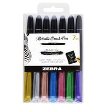 Load image into Gallery viewer, Zebra Metallic Brush Pens and set of 7
