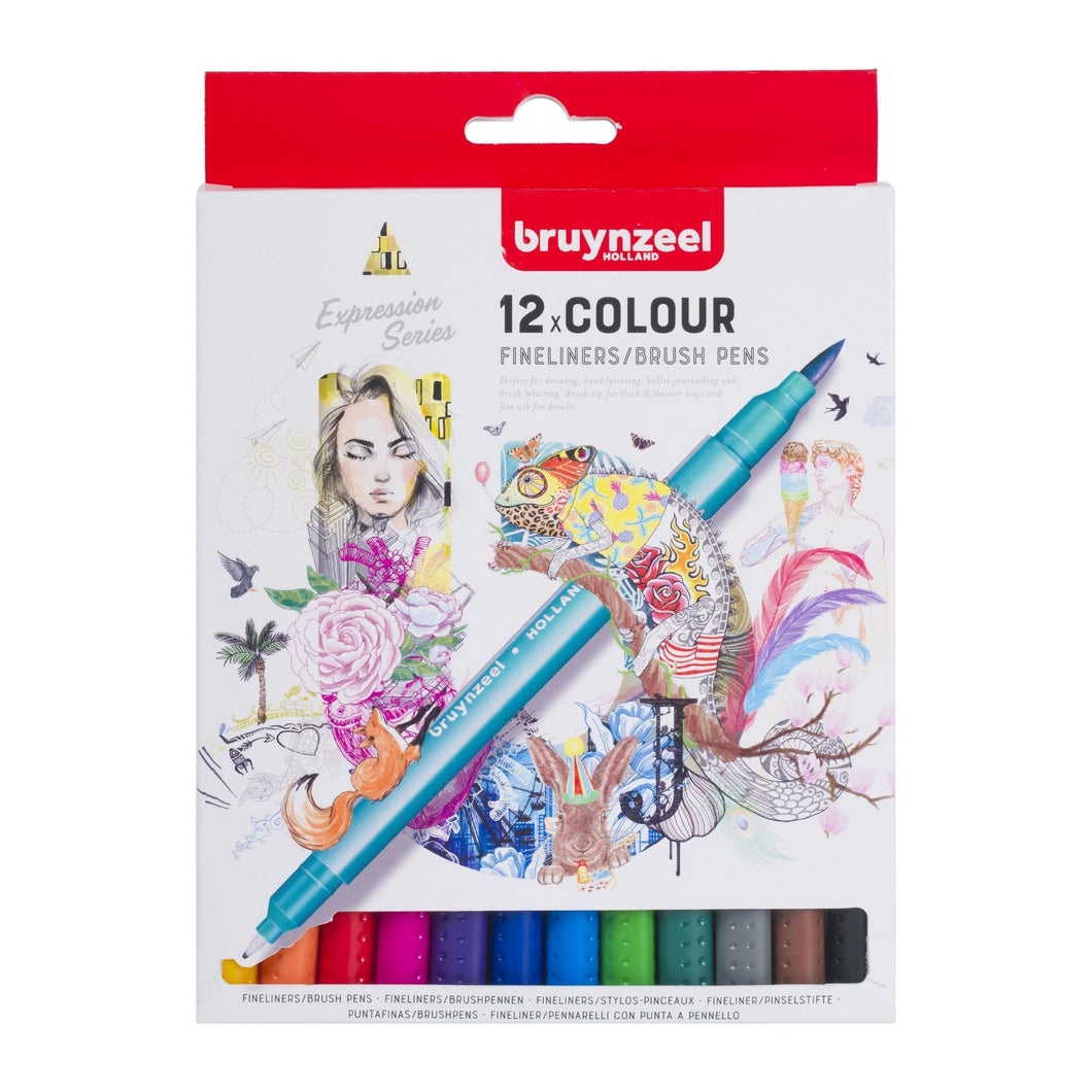 Royal Talens Bruynzeel Fineliner Brush Pen 12 Set