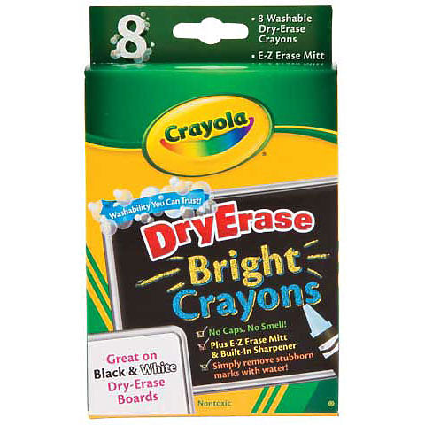 Crayola Washable Dry-Erase Crayons 8 Set Bright