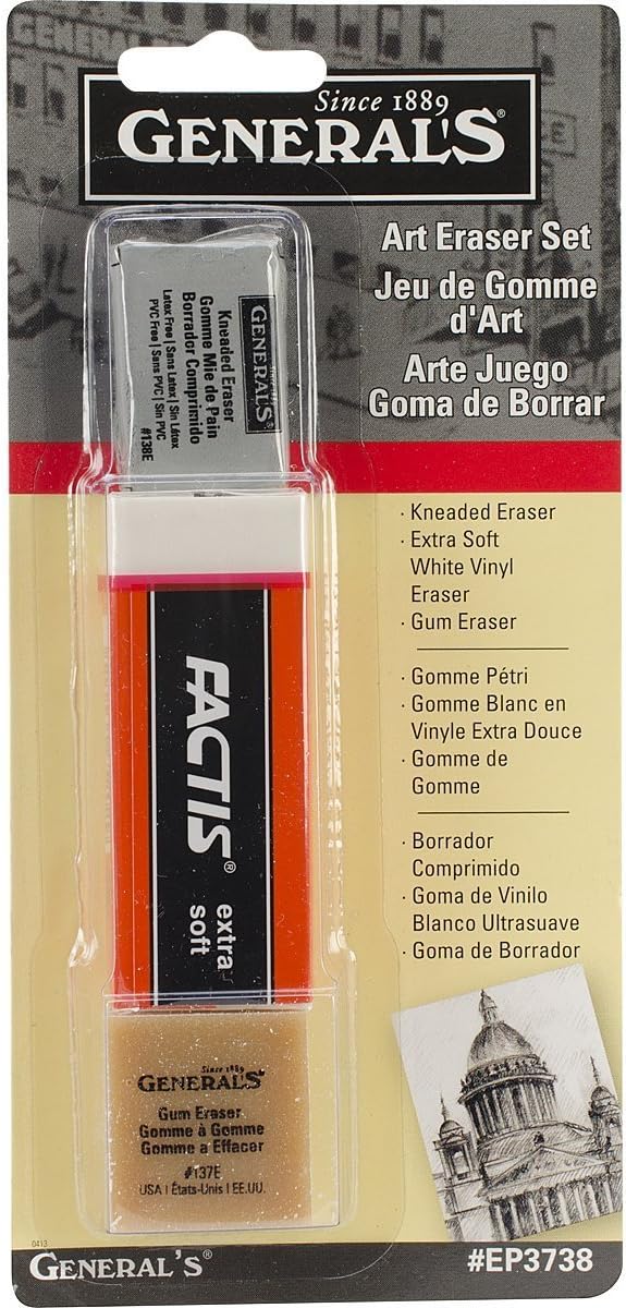 3 Eraser Set Vinyl Gum Kneaded