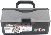 ArtBin Lift Tray Box W/3 Trays & Quick Access Lid Storage-9"X15.75"X8.375", Black & Gray