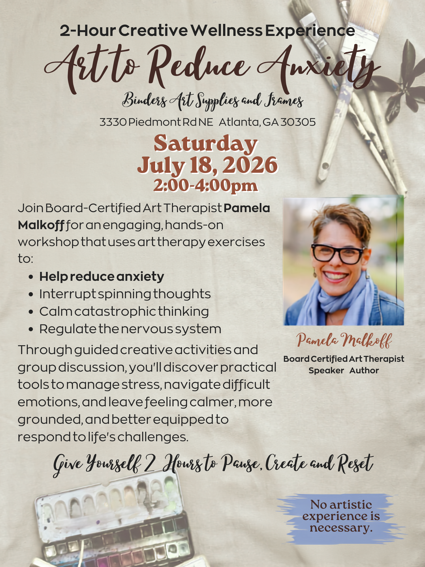 Art To Reduce Anxiety: July 18 (2:00-4:00pm)