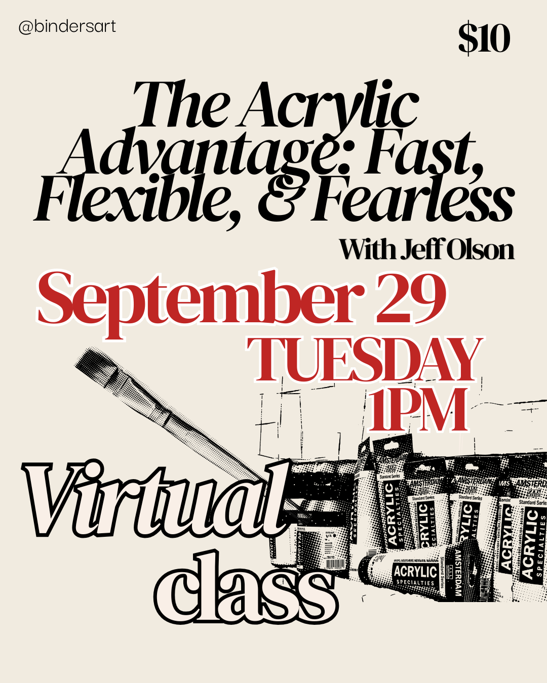 Virtual Workshop: Amsterdam Acrylics with Jeff. Sept 29, Tuesday 1PM