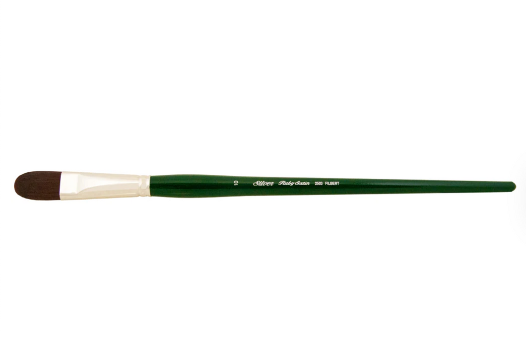 Ruby Satin Long Handle Brushes - Filbert