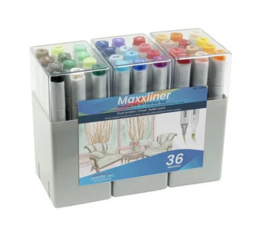 Maxxliner Double-Ended Alc Marker 36-Color Set