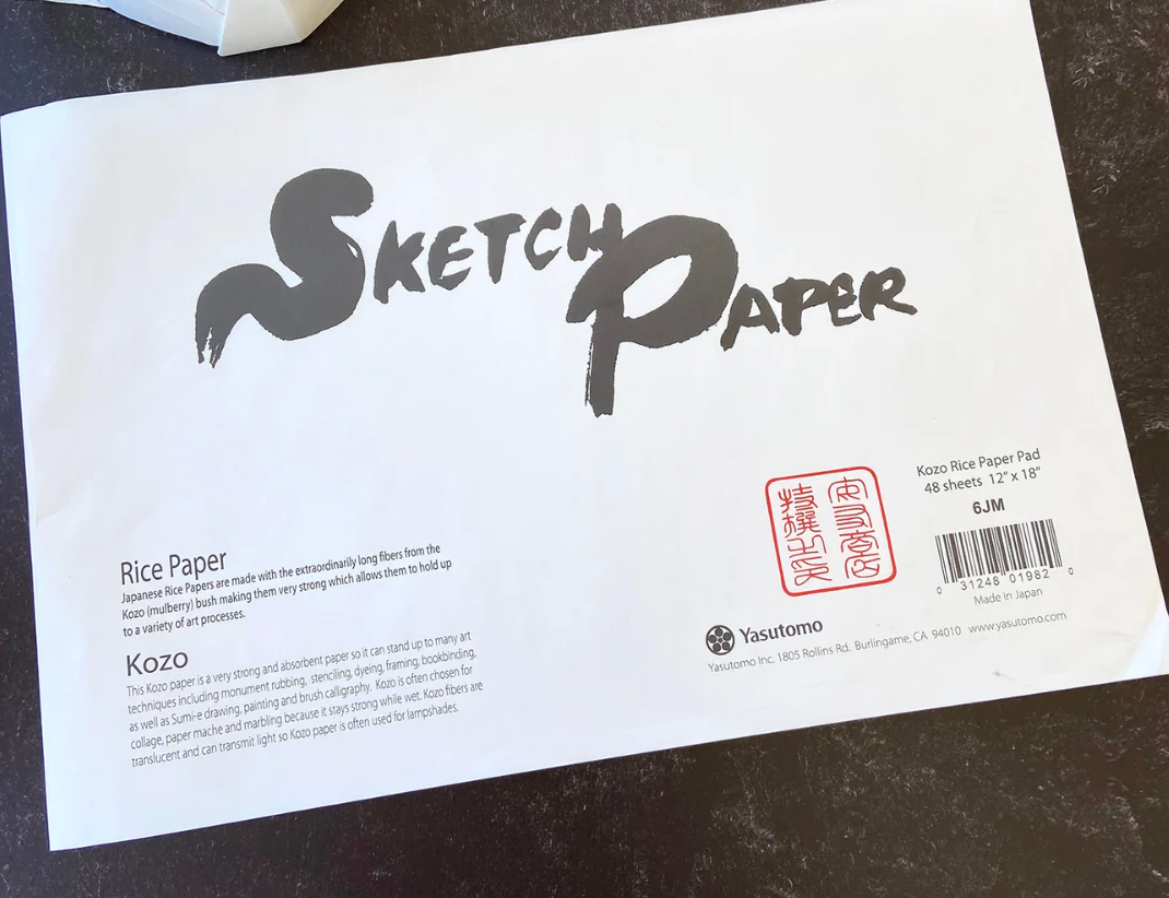 Washi Kozo Sketch Paper, 12" x 18" (48 Sheet Pad)