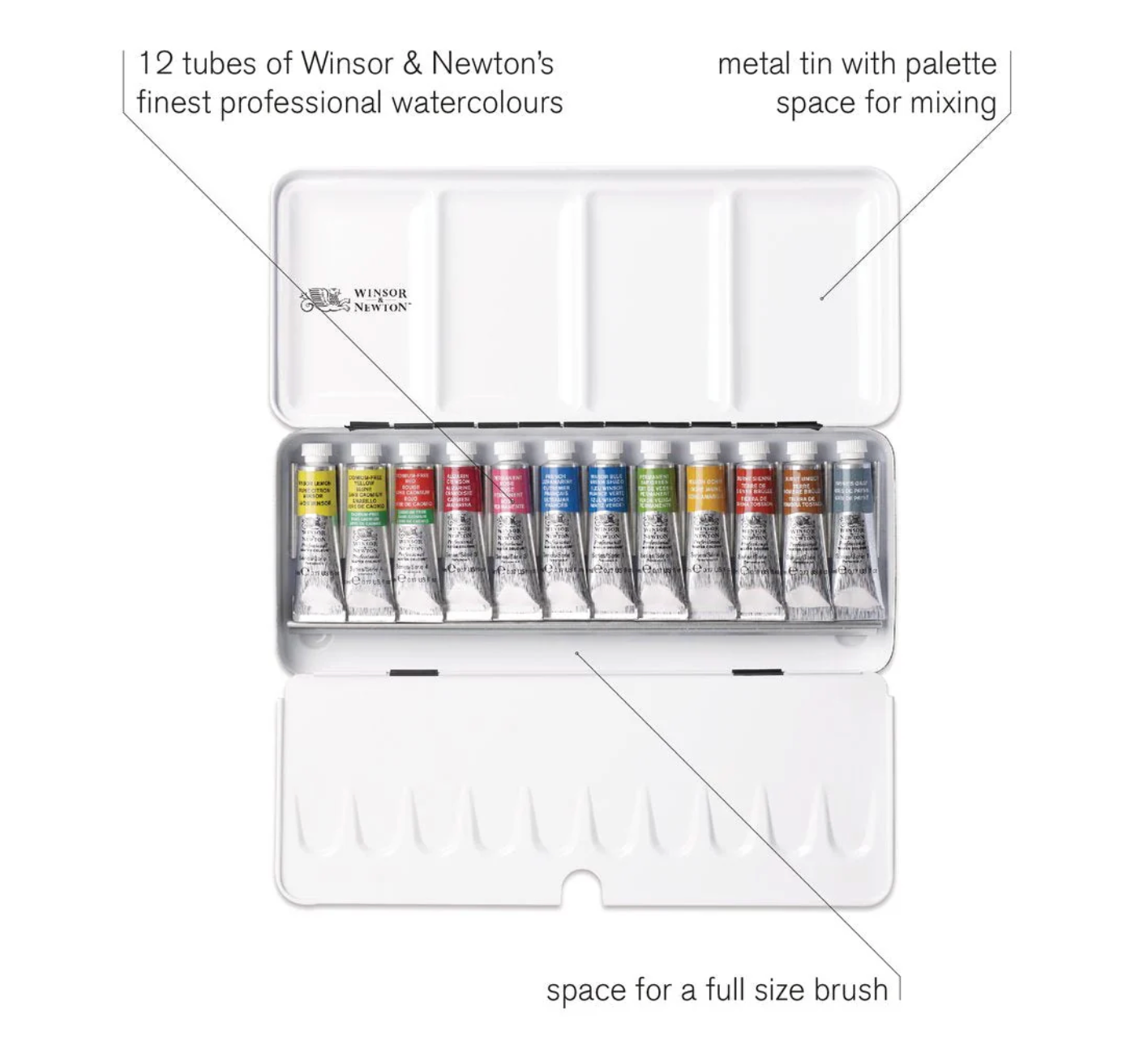 Winsor & Newton Professional Watercolor Travel Tin 12 Tube Set