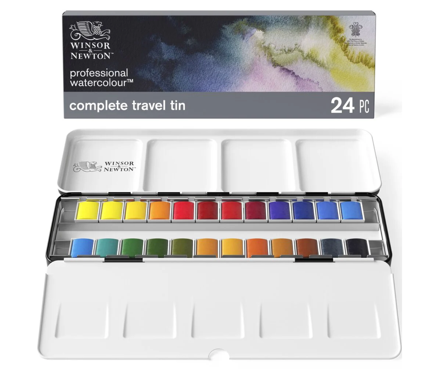 Winsor & Newton Professional Watercolor Travel Tin- 24 Half Pans
