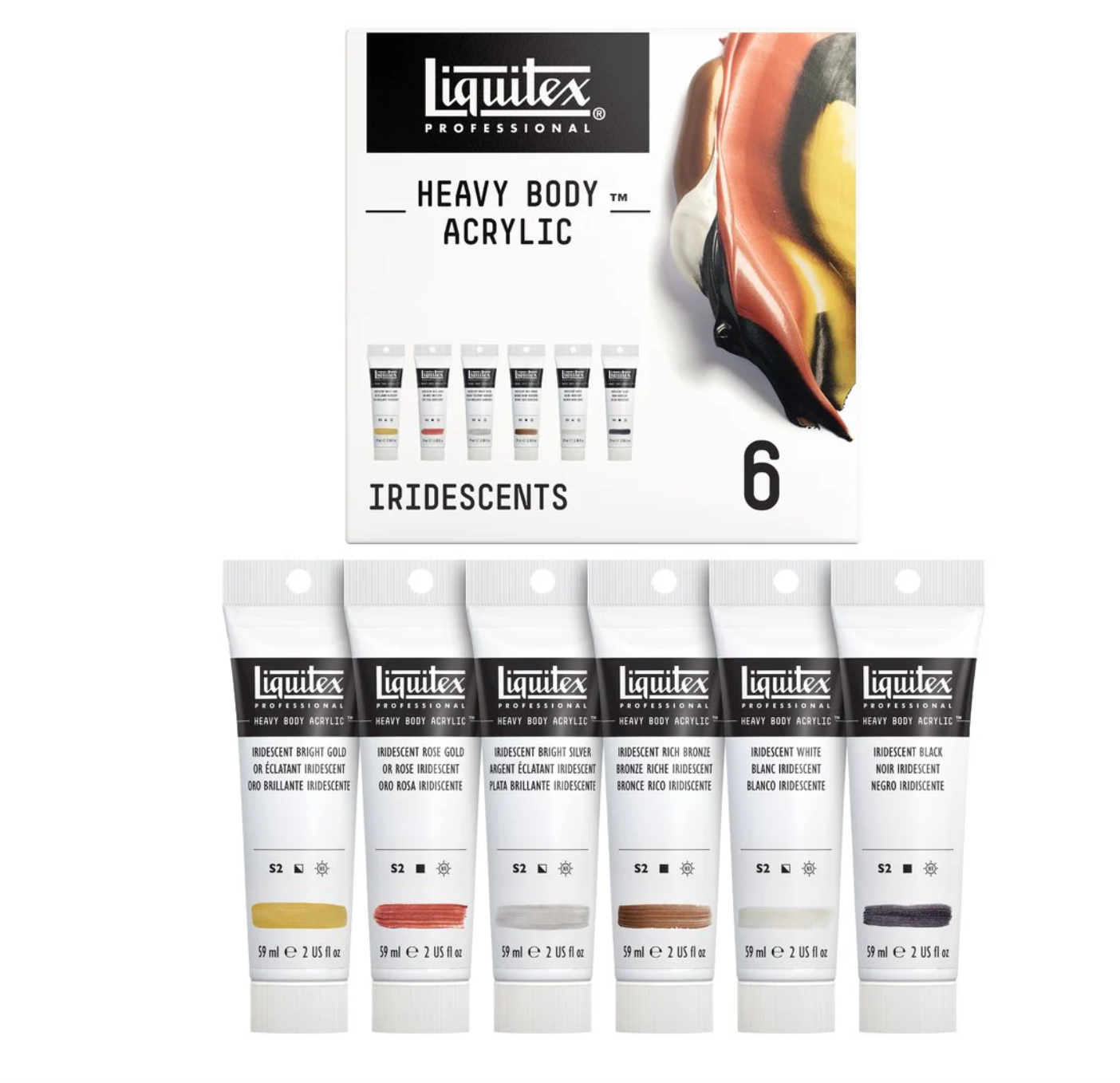 Liquitex Heavy Body Acrylic Iridescent 6 Set 59ml