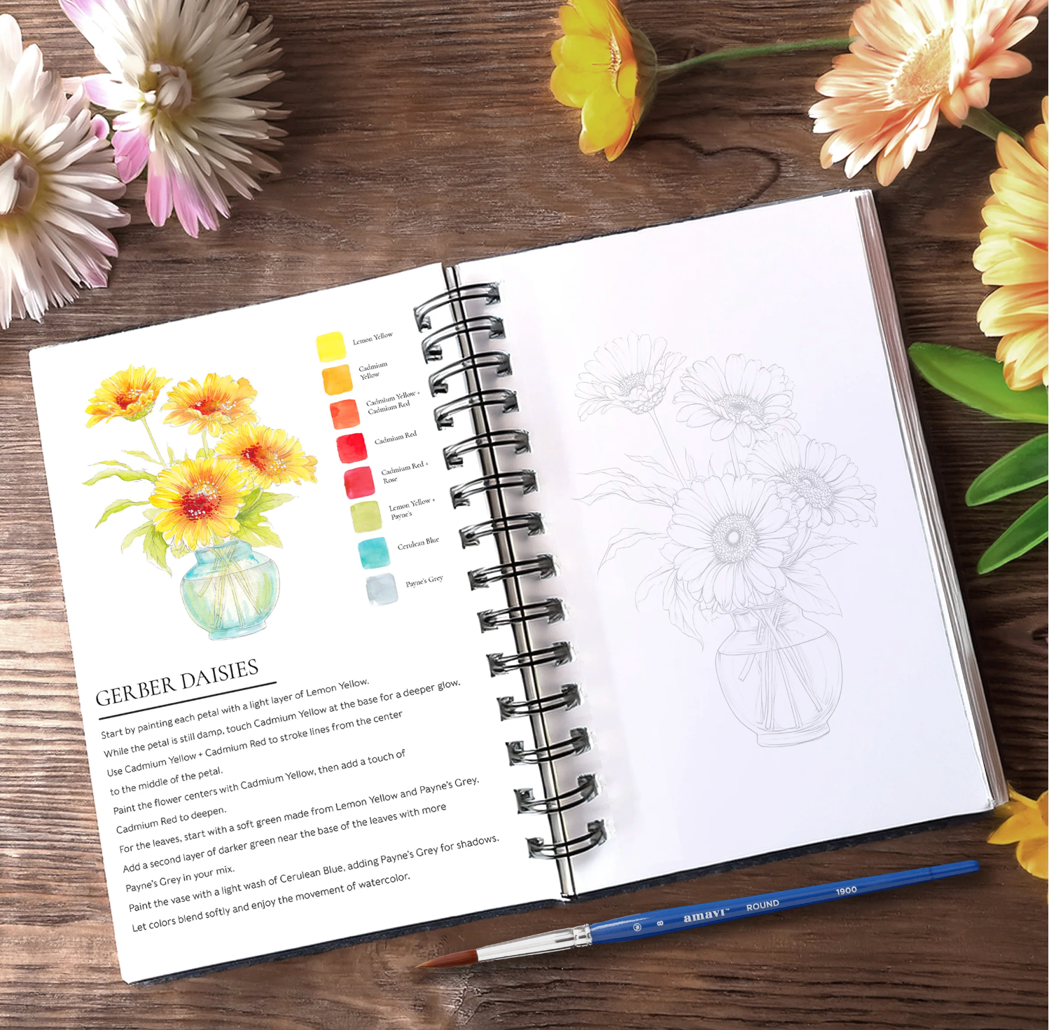 Blooms & Bouquets Watercolor Workbook by Willow Wolfe