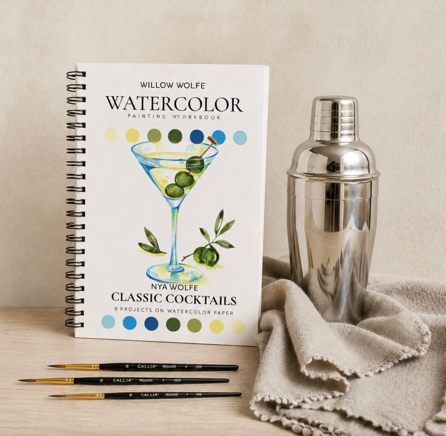 Classic Cocktails Watercolor Workbook by Willow Wolfe