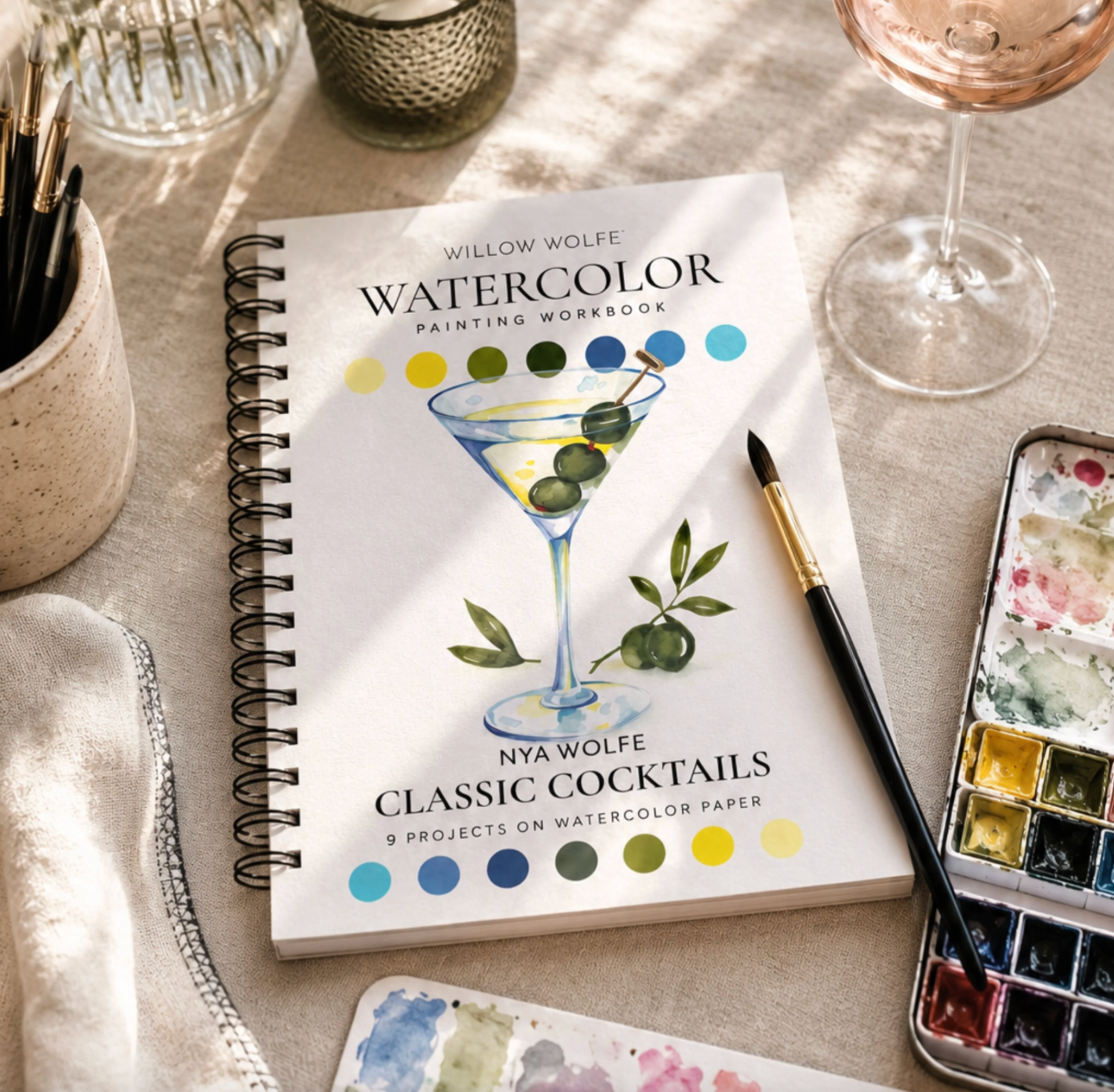 Classic Cocktails Watercolor Workbook by Willow Wolfe