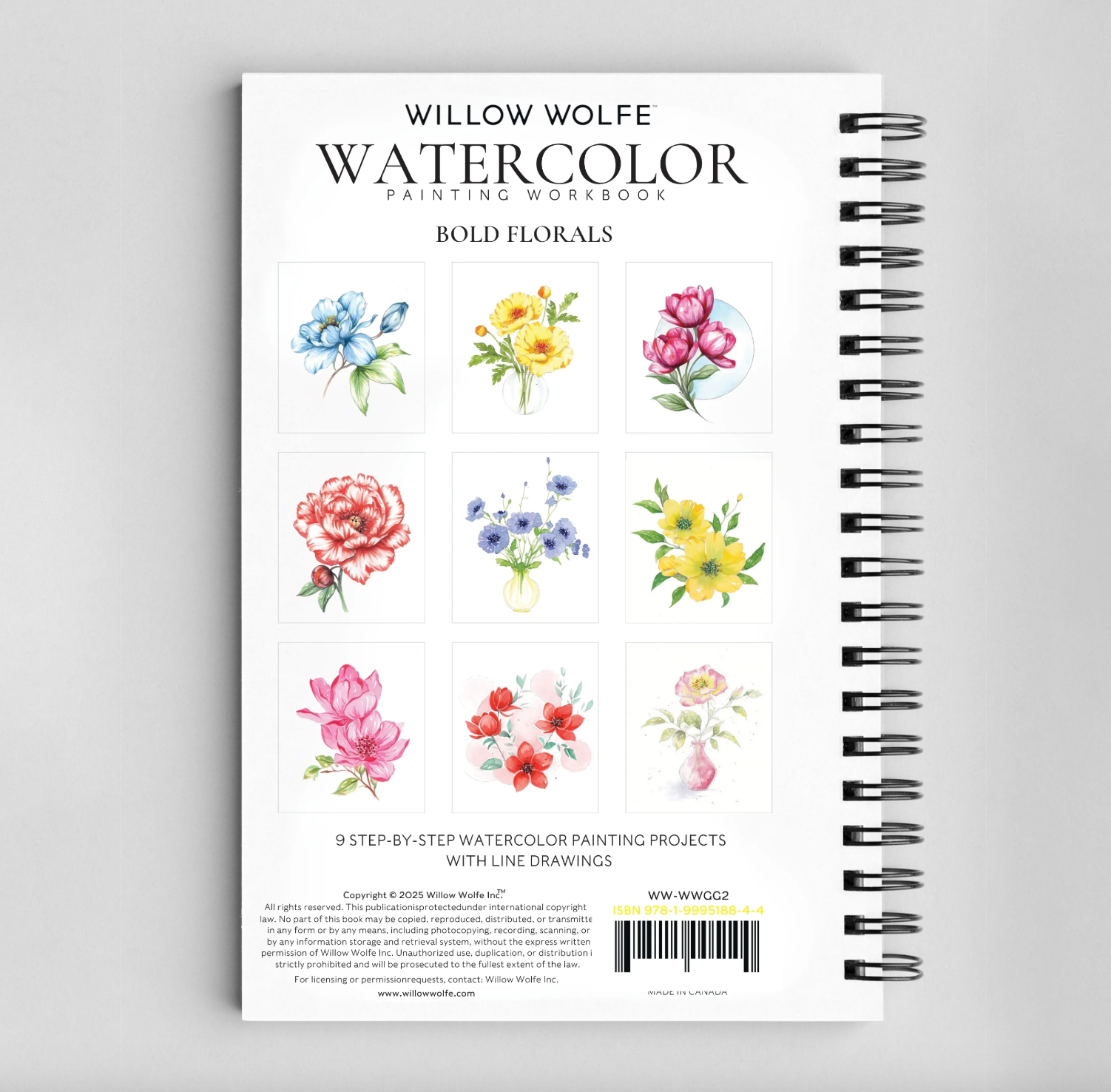 Bold Florals Watercolor Workbook by Willow Wolfe