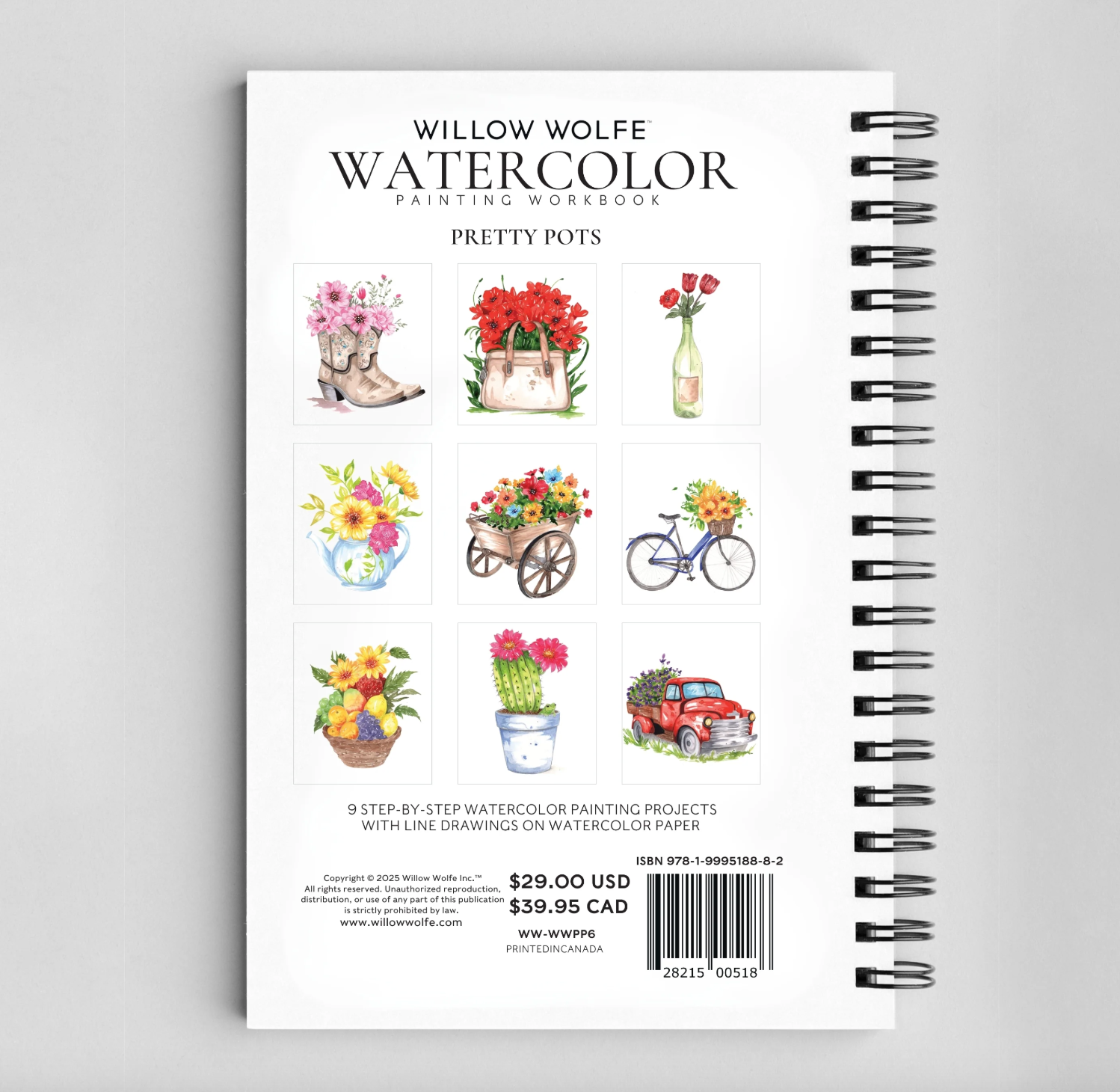 Pretty Pots Watercolor Workbook by Willow Wolfe