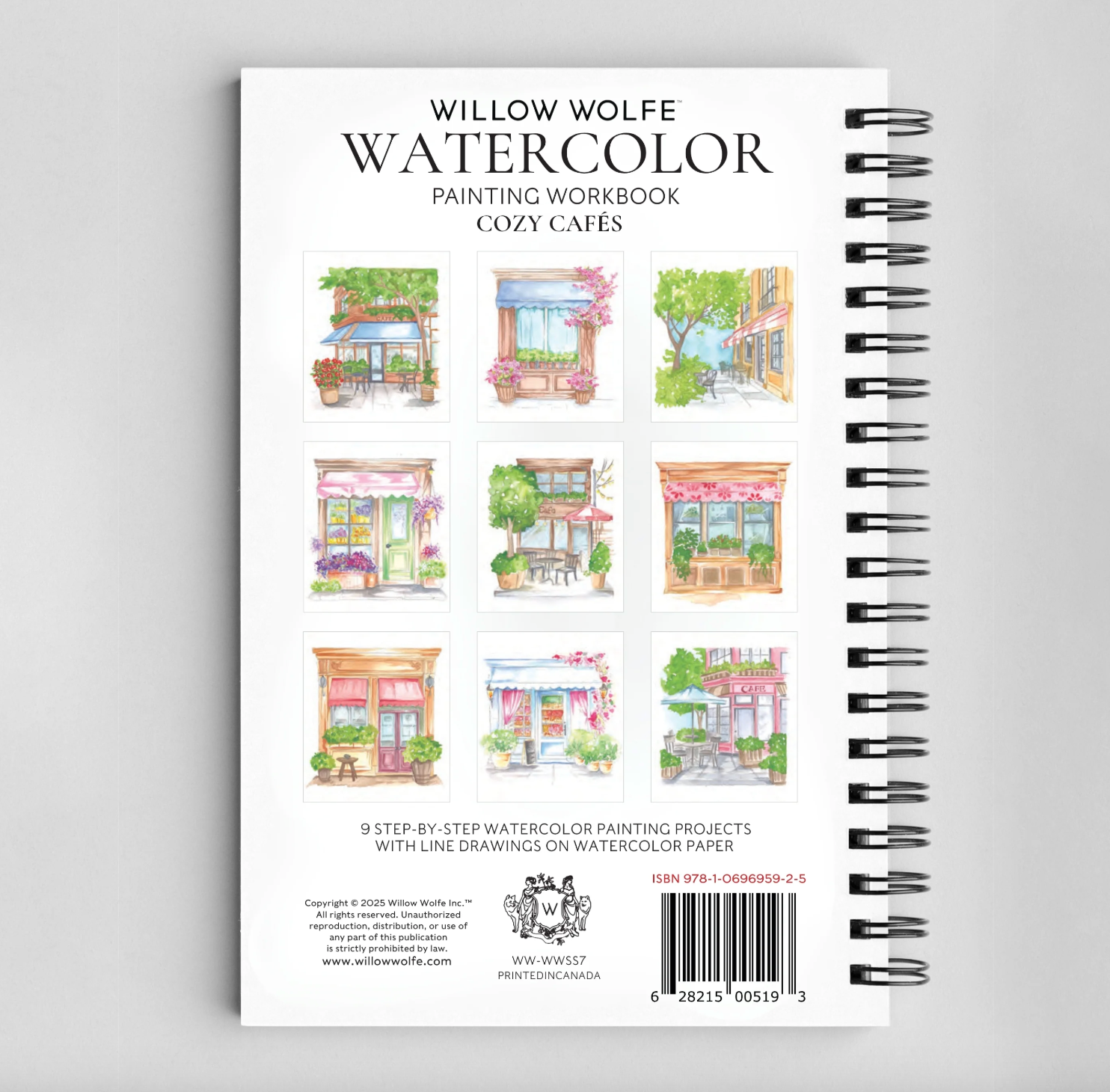 Cozy Cafe Watercolor Workbook by Willow Wolfe