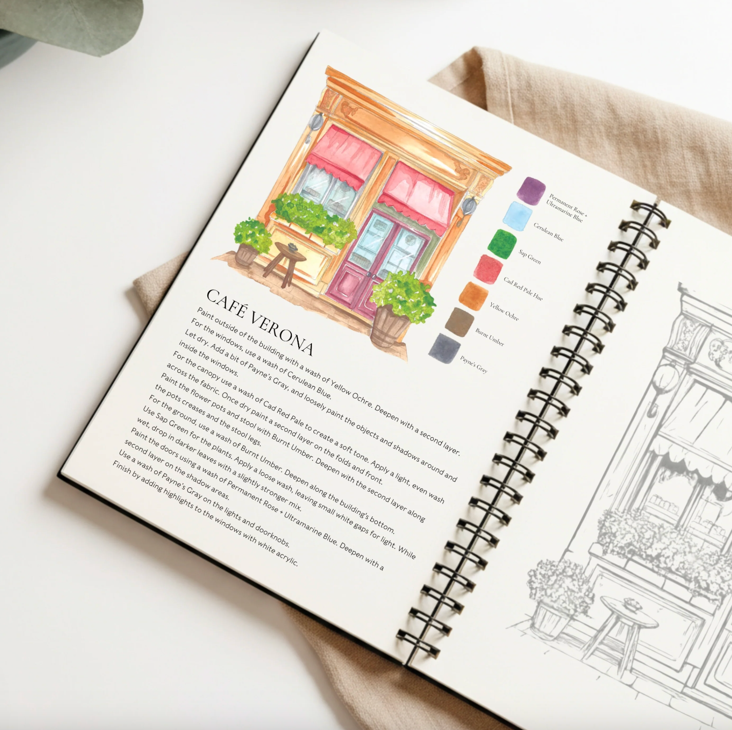 Cozy Cafe Watercolor Workbook by Willow Wolfe
