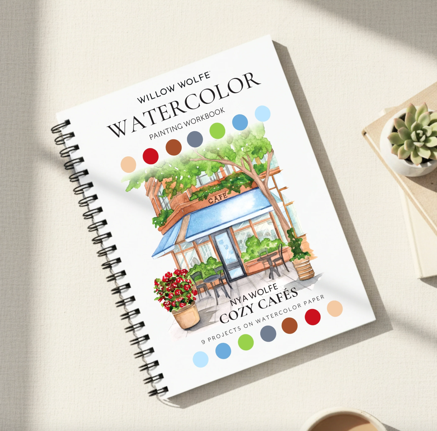 Cozy Cafe Watercolor Workbook by Willow Wolfe