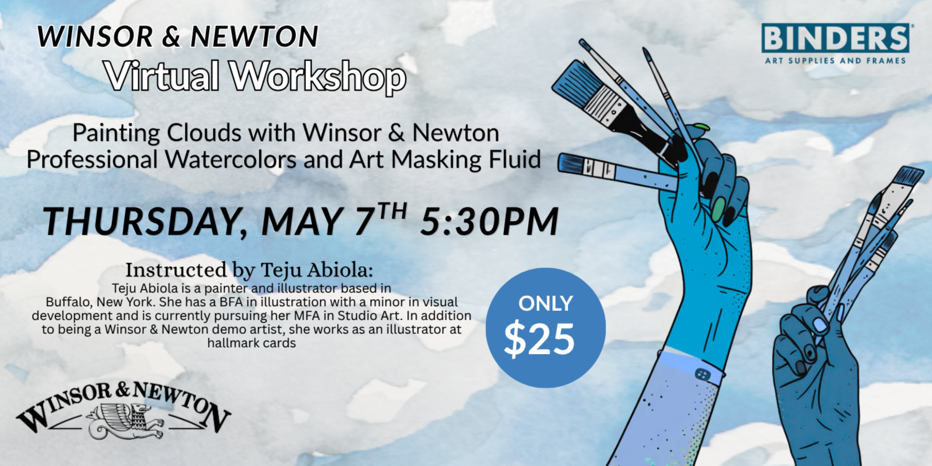 May 7th: Virtual Watercolor Workshop with Teju Abiola