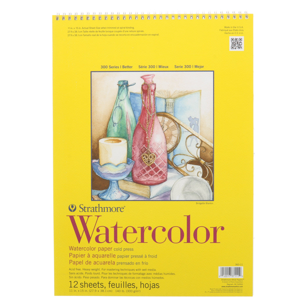 Strathmore Watercolor Paper Pad, 300 Series, Spiral Bound, 12 Sheets