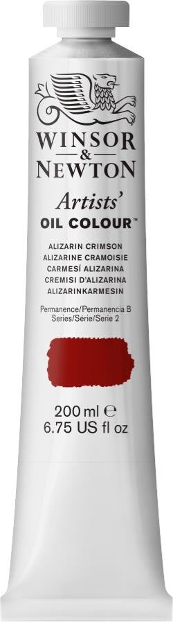 A tube of Winsor & Newton Artist Oil Color in a red shade, with the brand and product line clearly labeled.