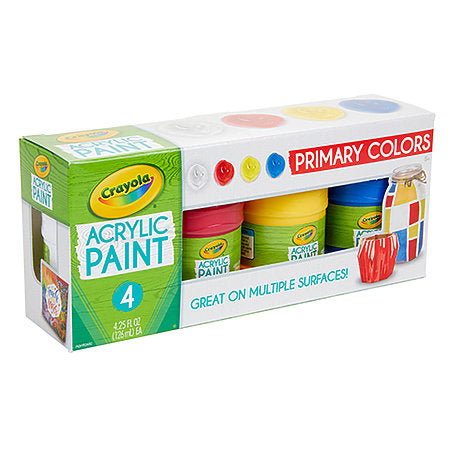 Crayola Multi-Surface Acrylic Paint Set, 4-Colors, Water Tones