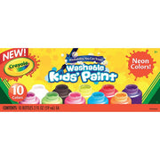 Crayola Washable Kids' Paint Set, 10-Colors, Neon