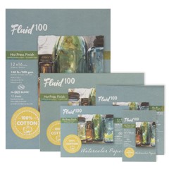 Fluid 100 Watercolor Paper Blocks, Hot Press, 6 x 8 140 lb., 15 Shts./Block  - 696844122086