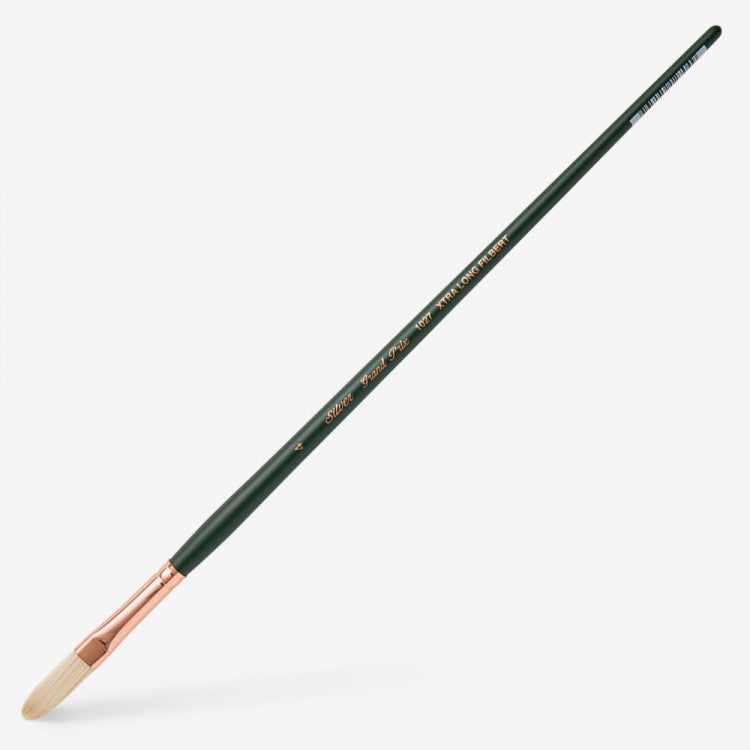 Silver Brush - Grand Prix Long Handle Hog Bristle Brush - Extra Long Filbert 1027