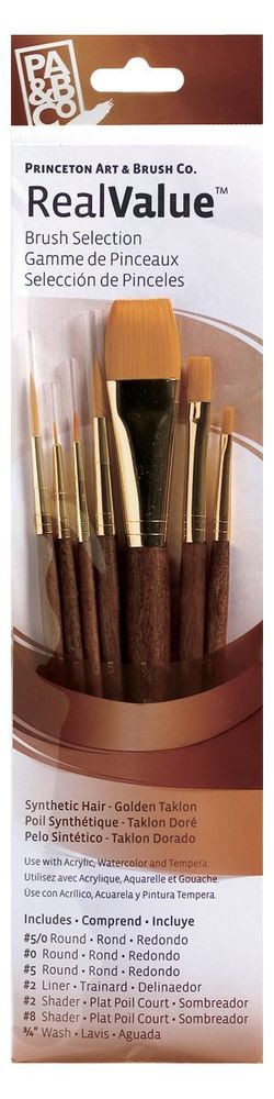 Princeton Brush Golden Taklon 9141 Assorted Brush 7 Set
