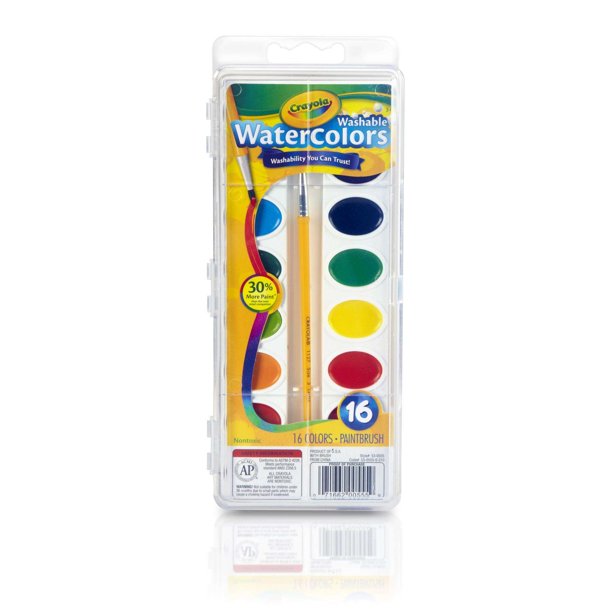Crayola Washable Watercolor Sets, 16-Color Set