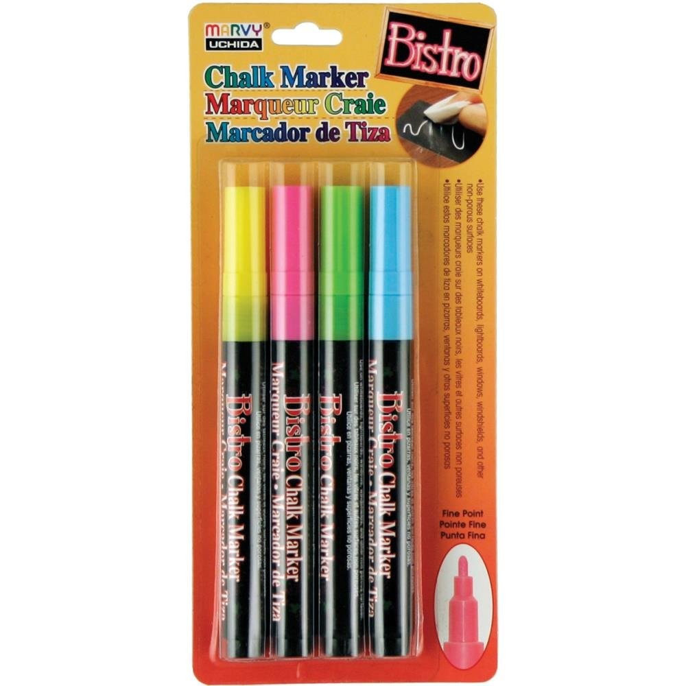 Bistro Chalk Marker Fine Fluorescent 4 Set