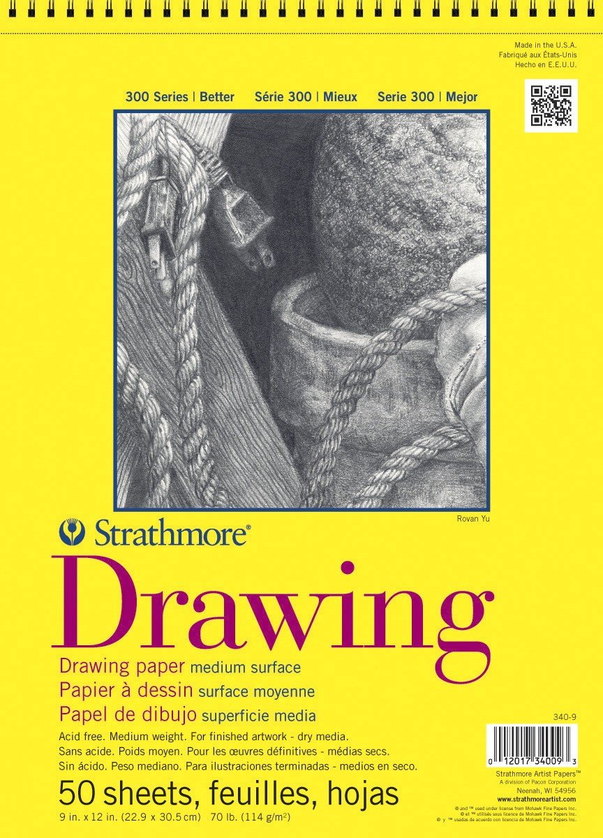 Strathmore 300 Series Drawing Pad 70lb. Medium 9x12 50sht