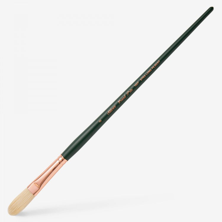 Silver Brush - Grand Prix Long Handle Hog Bristle Brush - Extra Long Filbert 1027