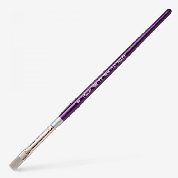 Silver Silk 88 Synthetic Short Handle Brush – Flat Shader 8801S