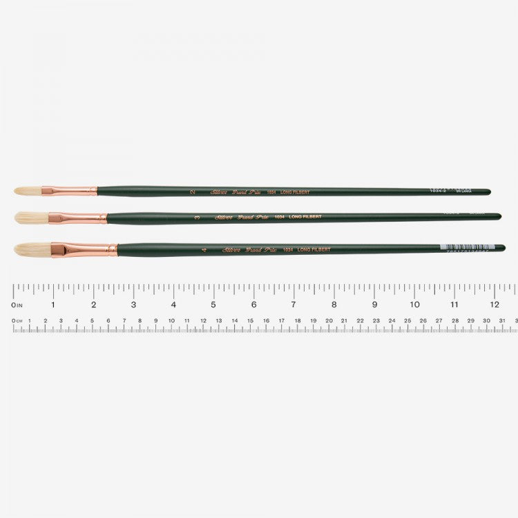 Silver Brush - Grand Prix Long Handle Hog Bristle Brushes - Long Filbert 1034