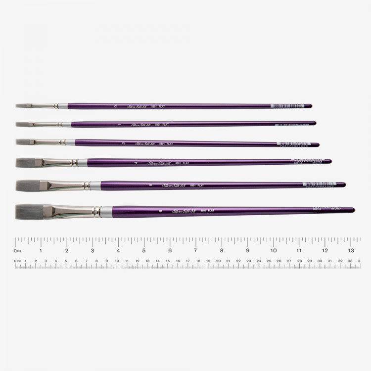 Silver Silk 88 Synthetic Long Handle Brush – Flat 8801