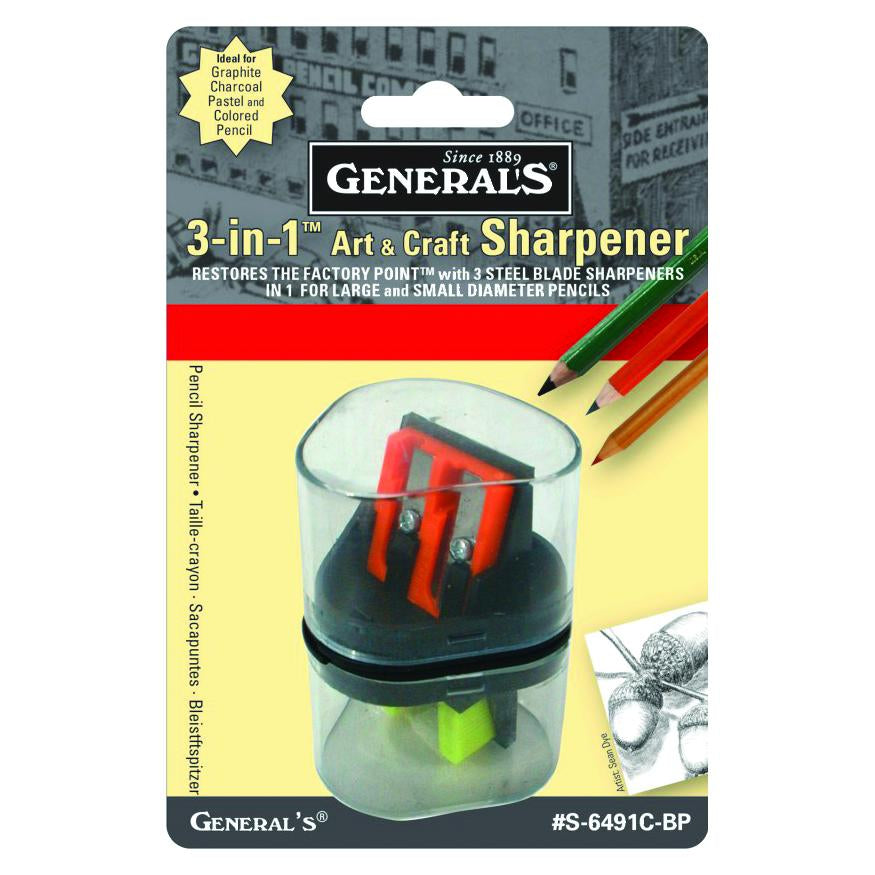General Pencil 3-In-1 Clear Sharpener