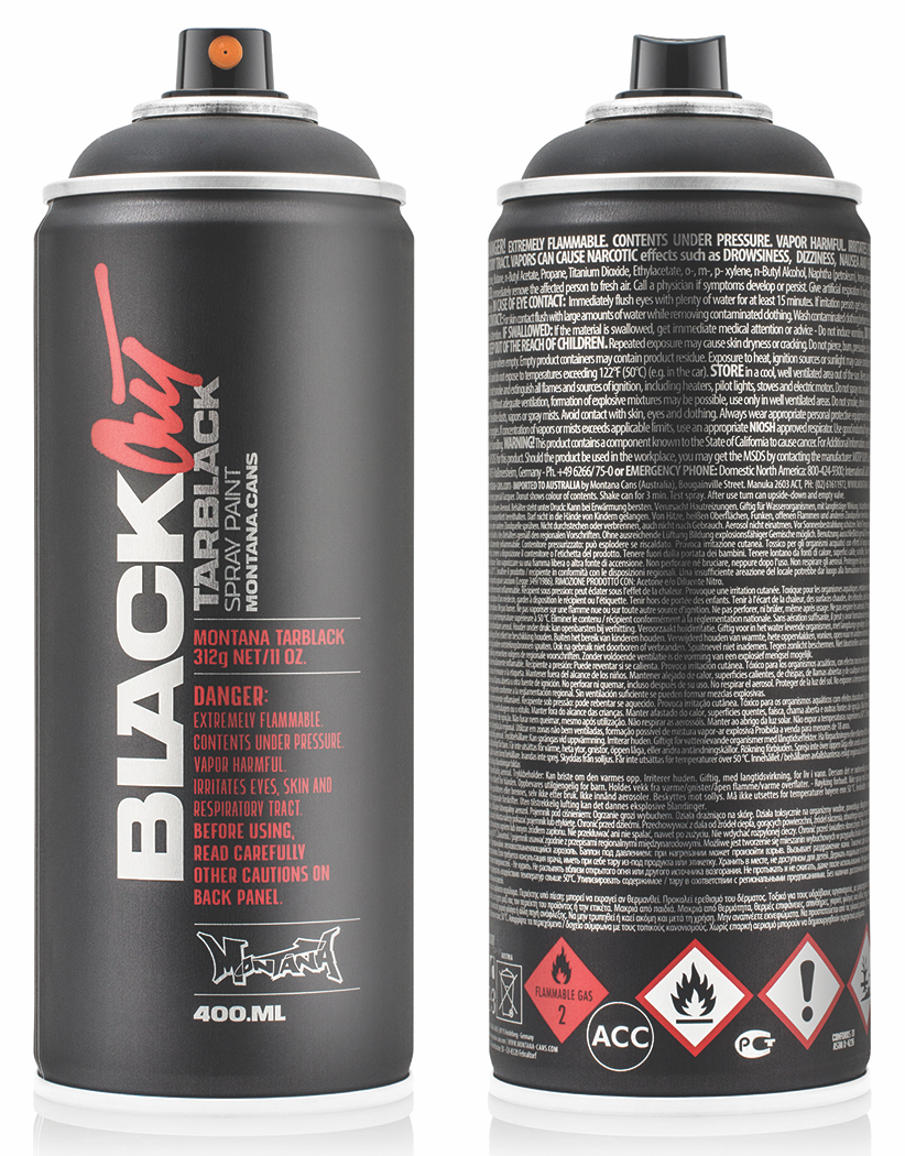 Montana Cans BLACK Spray Paint, 400ml, Blackout Tarblack