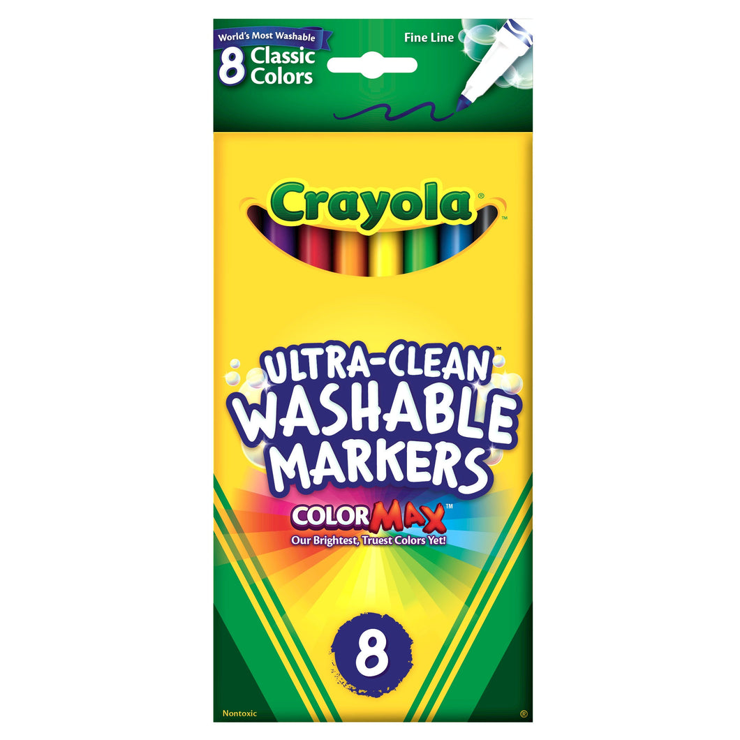 Crayola Washable Marker Sets, 8-Color Fine Set - Classic