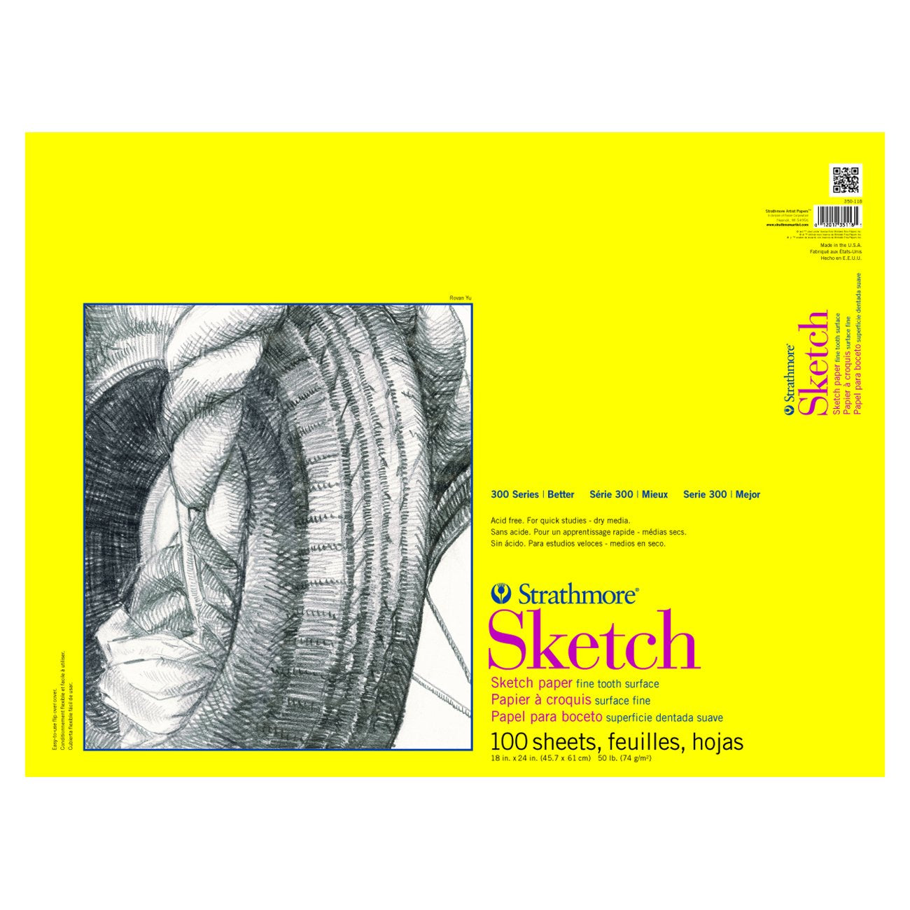 Strathmore Sketch Paper Pad, 300 Series, Spiral-Bound, 100 Sheets