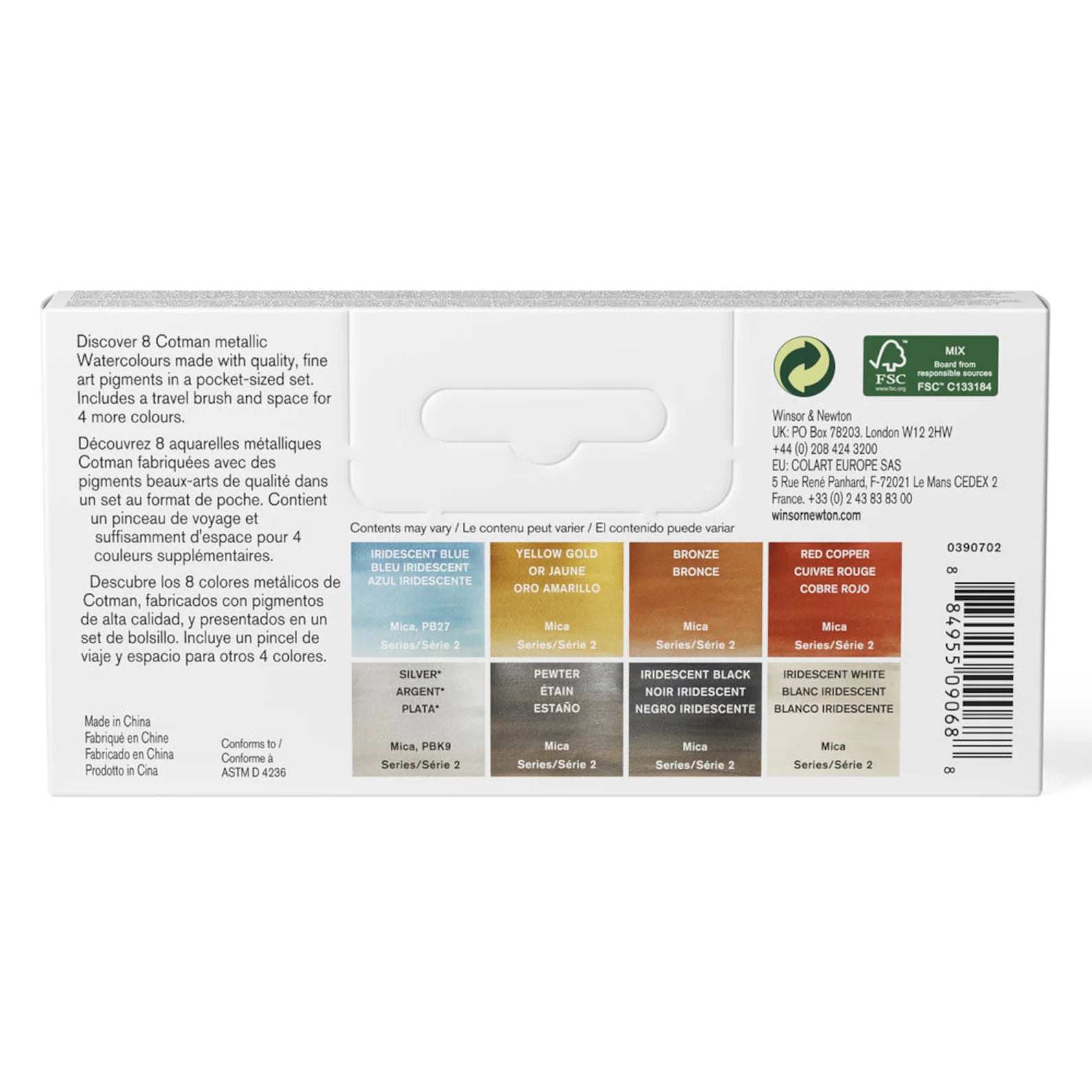 Winsor & Newton Cotman Watercolor Metallic Pocket Box