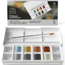 Load image into Gallery viewer, Winsor &amp; Newton Cotman Watercolor Metallic Pocket Box
