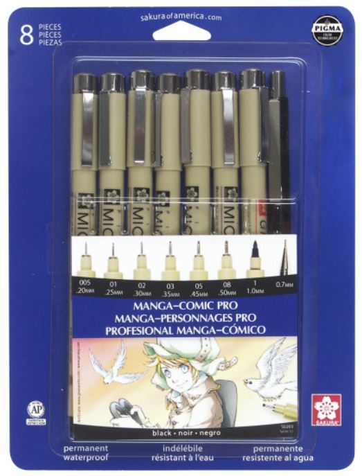 Pigma Manga-Comic Pro Sketching & Inking 8 Set